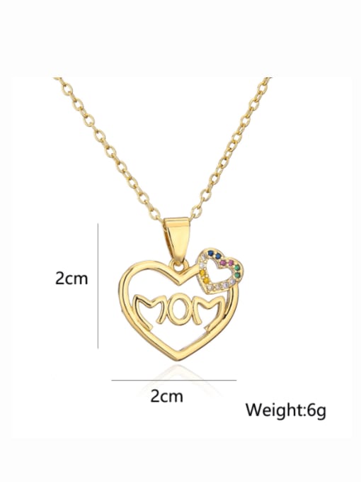 AOG Brass Cubic Zirconia  Dainty  Heart Letter MOM Pendant Necklace 2
