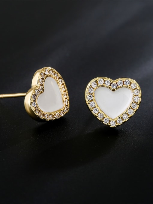 AOG Brass Enamel Heart Vintage Stud Earring 1