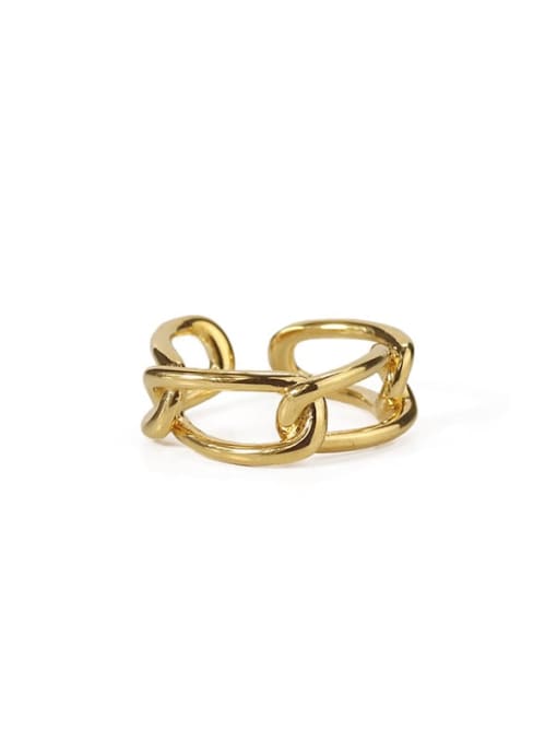 golden Brass Hollow Geometric Ethnic Band Ring