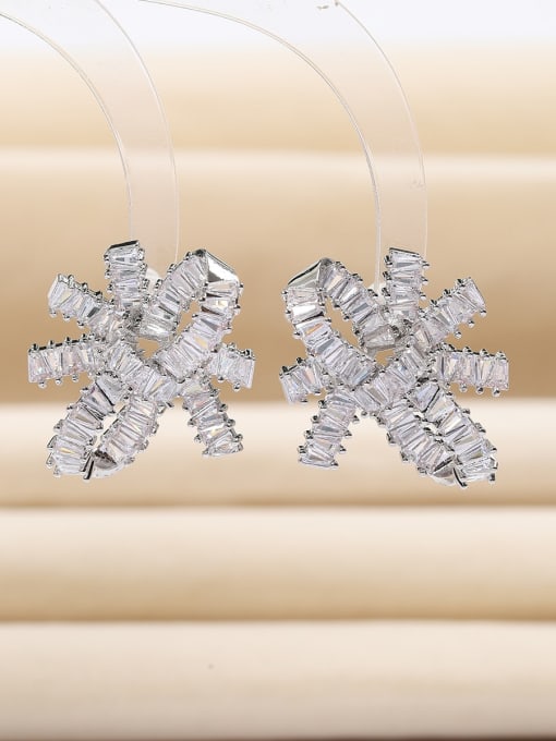 white Brass Cubic Zirconia Bowknot Dainty Stud Earring
