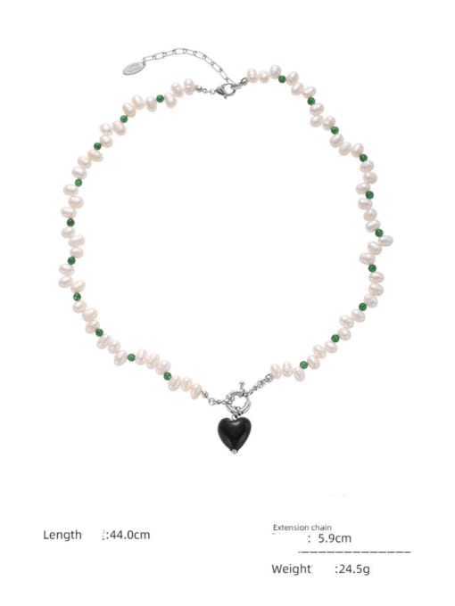 ACCA Brass Imitation Pearl Heart Vintage Necklace 3