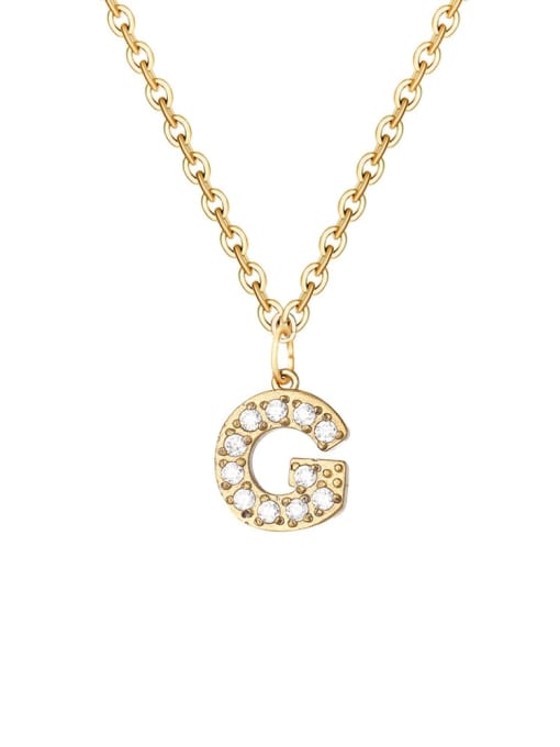 G 14 K gold Stainless steel Cubic Zirconia Letter Minimalist Necklace