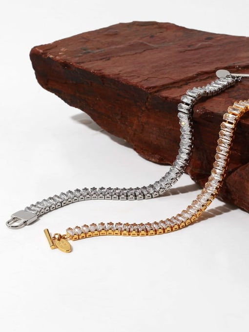 TINGS Brass Cubic Zirconia Geometric Vintage Link Bracelet 1