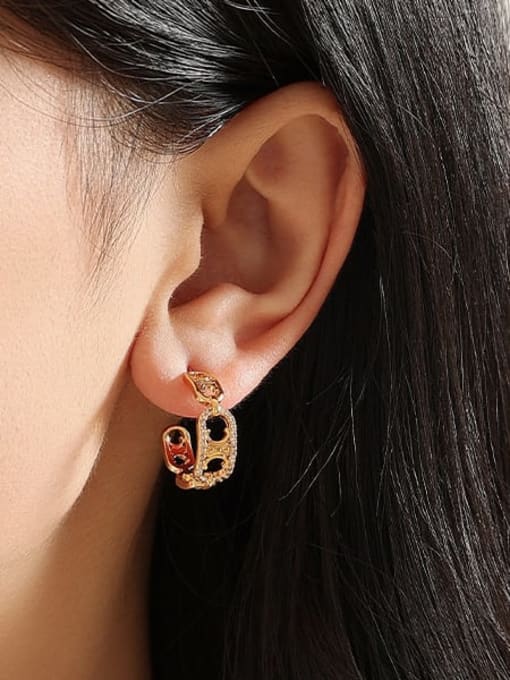 Five Color Brass Cubic Zirconia Geometric Minimalist Stud Earring 2