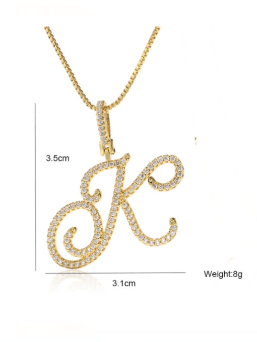 AOG Brass Cubic Zirconia Vintage  Letter  Pendant Necklace 3