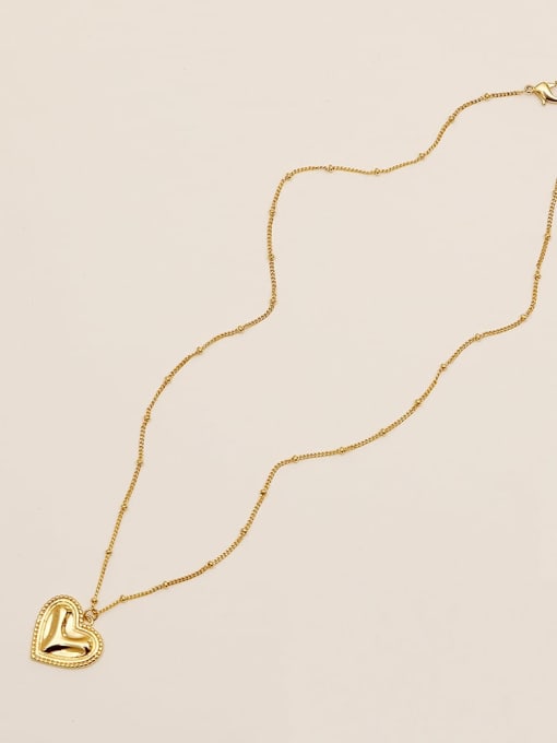 HYACINTH Brass Smooth Heart Vintage  Pendant Trend Korean Fashion Necklace 2