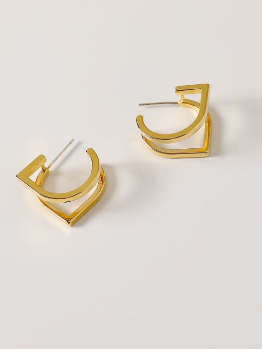 18K Gold Brass Geometric Minimalist Stud Trend Korean Fashion Earring
