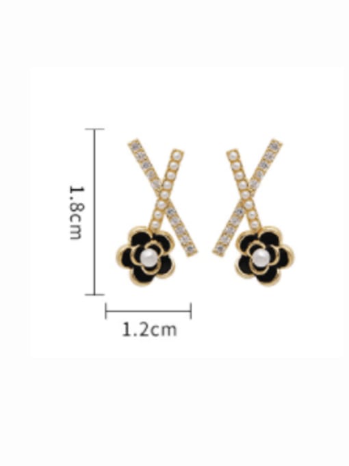 HYACINTH Brass Cubic Zirconia Enamel Cross Minimalist Stud Earring 2