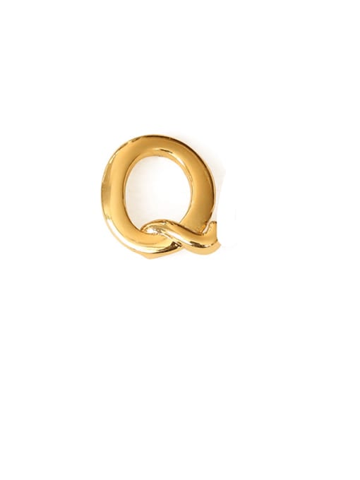 Q Ear Stud （Single） Brass Letter Minimalist  Stud Earring(single)