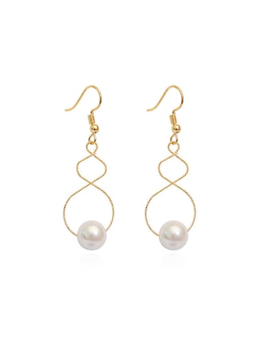 HYACINTH Copper Imitation Pearl Geometric Minimalist Hook Trend Korean Fashion Earring 0