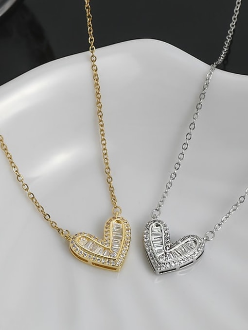 YOUH Brass Cubic Zirconia Heart Dainty Necklace 1