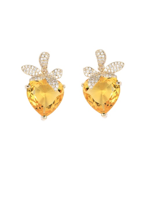 OUOU Brass Cubic Zirconia Heart Luxury Cluster Earring 4