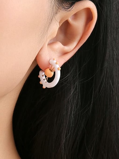 Five Color Brass Enamel Geometric Cute Stud Earring 1