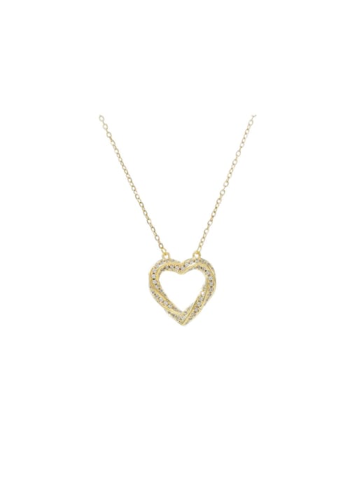 YOUH Brass Cubic Zirconia Heart Dainty Necklace