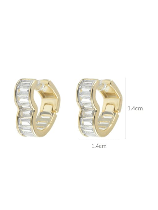 Gold ED897122 Brass Cubic Zirconia Heart Minimalist Huggie Earring