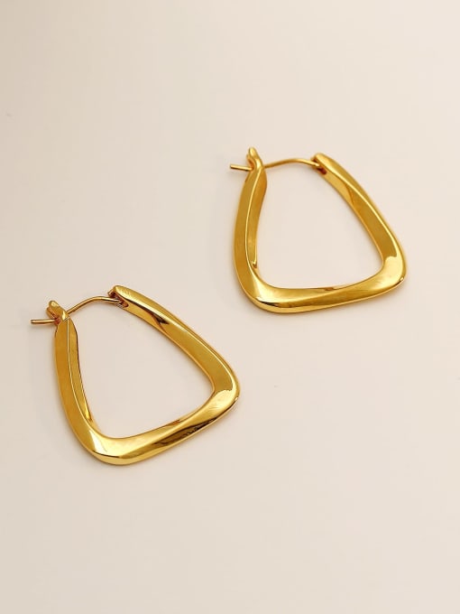 18K Gold Brass Hollow Geometric Minimalist Stud Trend Korean Fashion Earring
