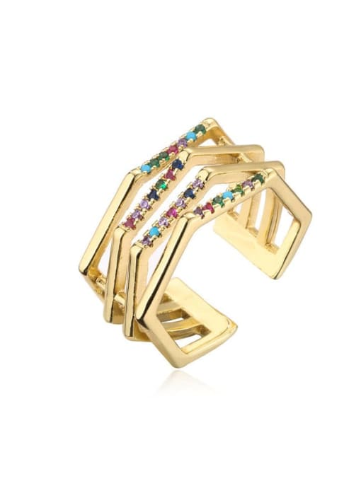 11112 Brass Cubic Zirconia Geometric Luxury Stackable Ring