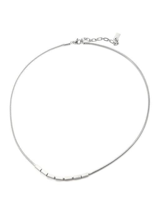 Titanium steel necklace (no pendant, Titanium Steel Smooth Geometric Minimalist Necklace