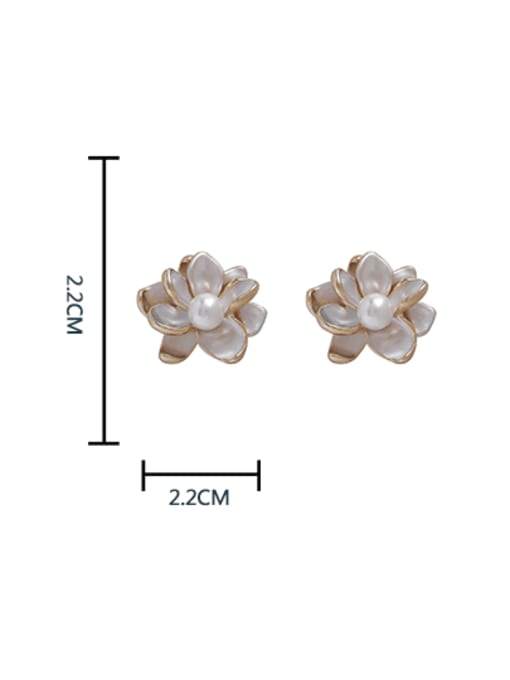HYACINTH Brass Imitation Pearl Enamel Flower Minimalist Stud Earring 1
