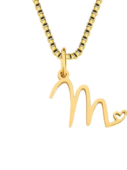 M Gold Stainless steel Letter Minimalist Necklace