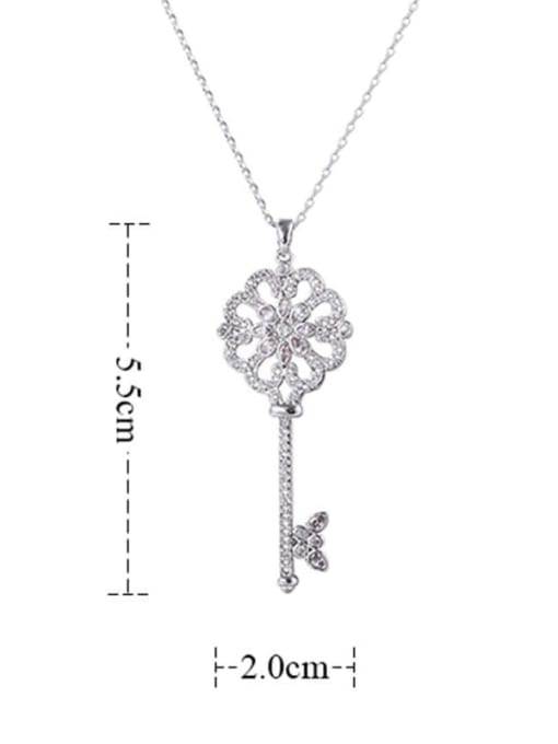 YILLIN Brass Cubic Zirconia Key Minimalist Necklace 3