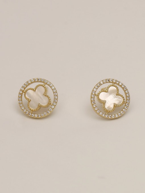HYACINTH Brass Shell Flower Minimalist Stud Trend Korean Fashion Earring 2