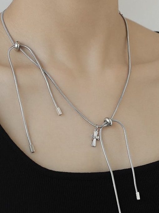 TINGS Titanium Steel Tassel Minimalist Tassel Necklace 1
