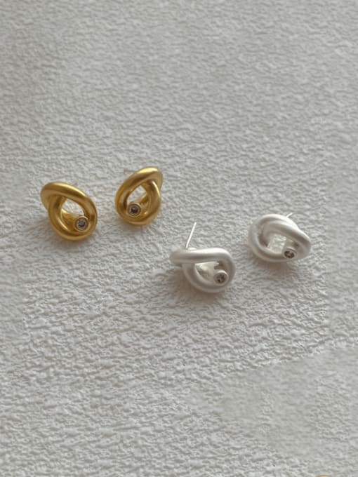 ZRUI Brass wists  Knot Minimalist Stud Earring 0