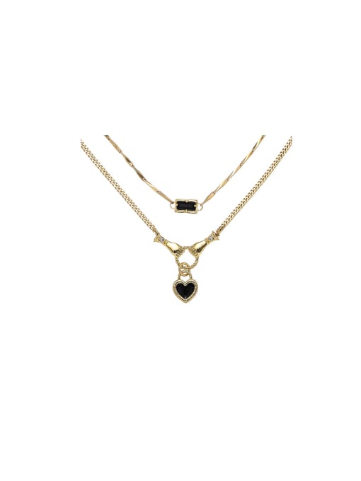 ACCA Brass Cubic Zirconia Black Heart Trend Necklace 0
