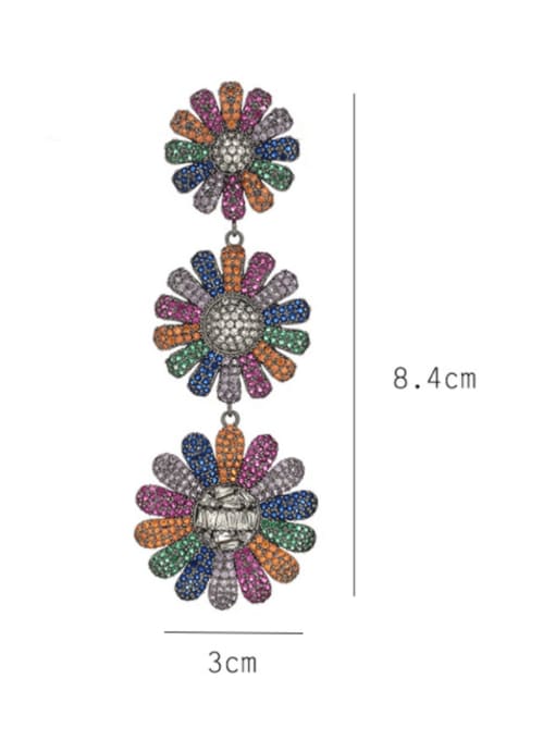 SUUTO Brass Cubic Zirconia Flower Luxury Cluster Earring 3