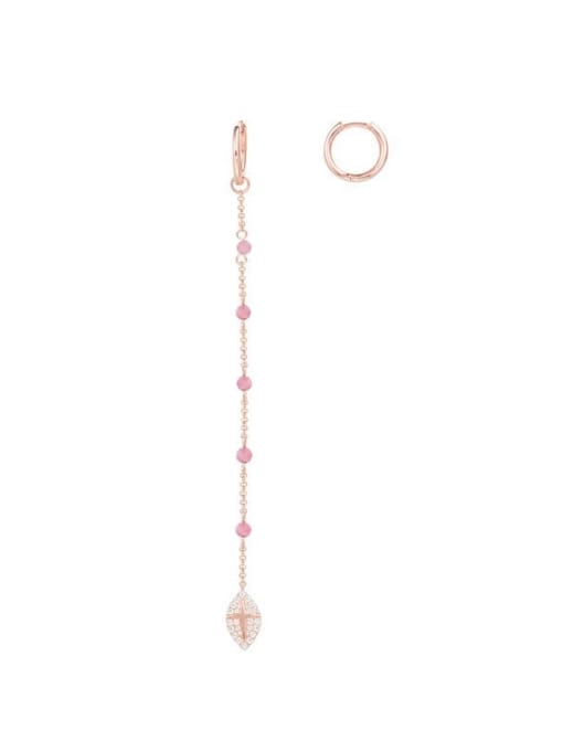 OUOU Brass Cubic Zirconia Double color AB long  Tassel Minimalist Threader Earring 1