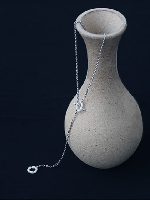 TINGS Brass Freshwater Pearl Geometric Minimalist Lariat Necklace 2