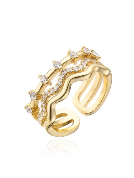 11576 Brass Cubic Zirconia Irregular Vintage Stackable Ring