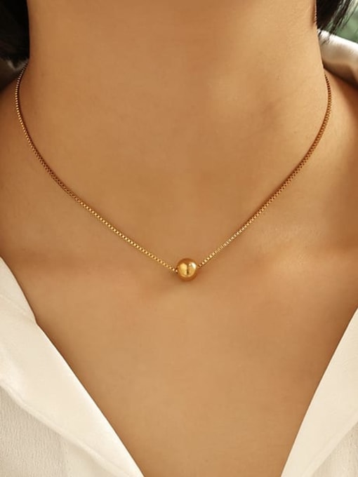Five Color Brass Bead Geometric Vintage Necklace 1