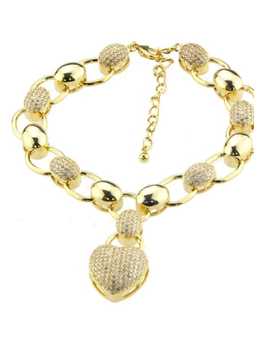 renchi Brass Cubic Zirconia Heart Luxury Bracelet 0