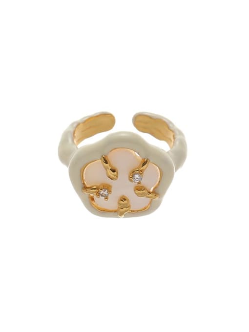 ACCA Brass Shell Flower Hip Hop Band Ring 0