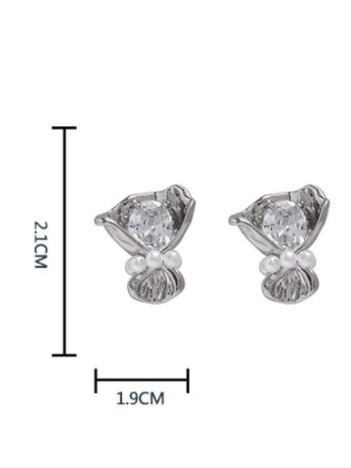 HYACINTH Brass Cubic Zirconia Irregular Minimalist Stud Earring 2