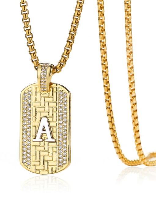 AOG Brass Cubic Zirconia Letter Vintage Geometric Pendant Necklace 4