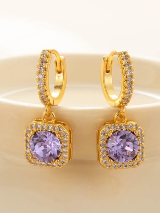 44 Violet Gold (pair) Brass Cubic Zirconia Geometric Dainty Single Earring