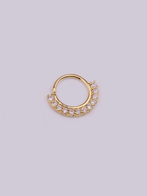 7#Gold Brass with Cubic Zirconia White Round Minimalist Stud Earring