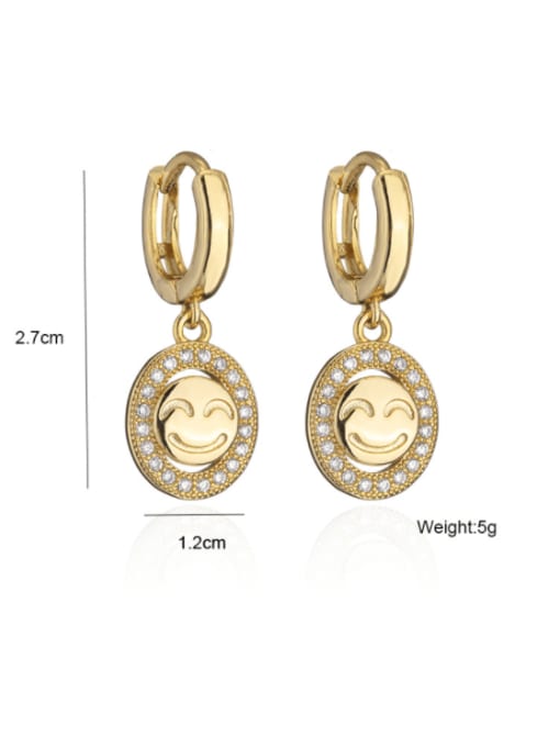 AOG Brass Cubic Zirconia Smiley Vintage Huggie Earring 3