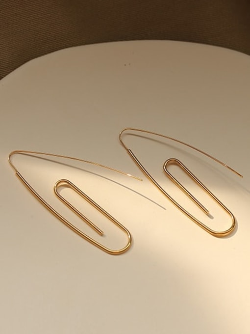 Paper clip (vacuum plating) Brass Geometric Minimalist Hook Earring