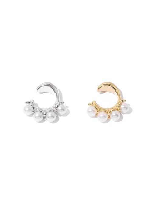 ACCA Brass Imitation Pearl Geometric Minimalist Single Earring(Single -Only One) 0