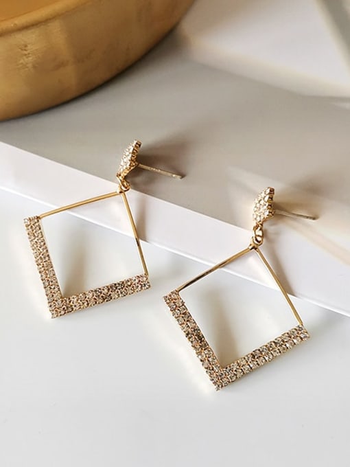 14K gold Copper Cubic Zirconia Geometric Minimalist Drop Trend Korean Fashion Earring