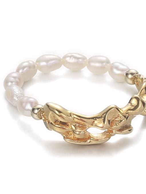 Natural pearls, Brass Freshwater Pearl Irregular Vintage Band Ring
