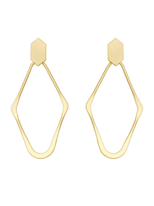 HYACINTH Brass Hollow Geometric Minimalist Drop Trend Korean Fashion Earring 0