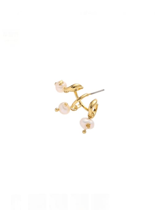 Five Color Brass Imitation Pearl Tassel Minimalist Single Earring 0