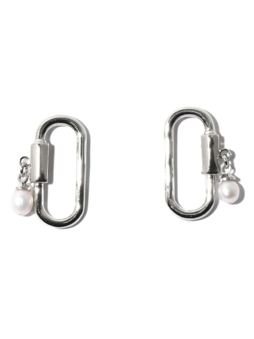 TINGS Brass Imitation Pearl Geometric Minimalist Stud Earring 0