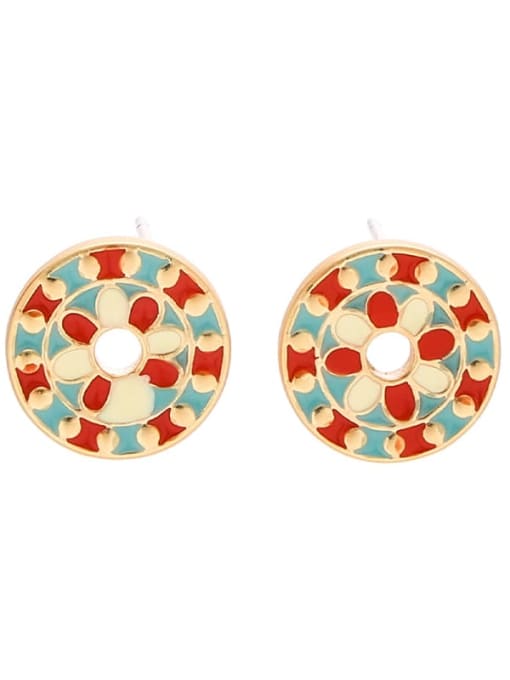 Model 11 Brass Enamel Geometric Ethnic Stud Earring