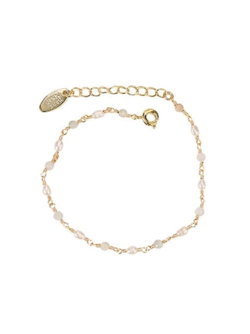 Pearl Crystal Bracelet Brass  Minimalist Chain Necklace